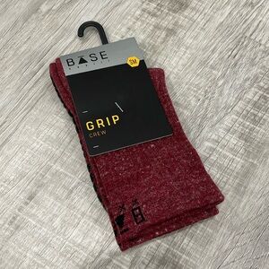 Pure Barre Base 33 Crew Grip Socks Burgundy